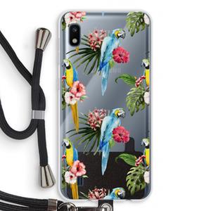 CaseCompany Kleurrijke papegaaien: Samsung Galaxy A10 Transparant Hoesje met koord