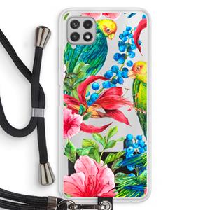 CaseCompany Papegaaien: Samsung Galaxy A22 4G Transparant Hoesje met koord