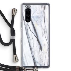 CaseCompany Gestreepte marmer: Sony Xperia 5 Transparant Hoesje met koord