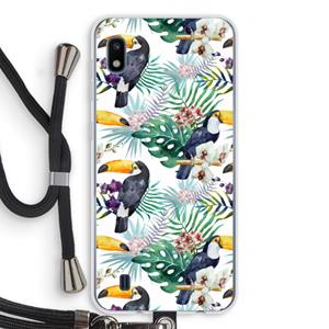 CaseCompany Tukans: Samsung Galaxy A10 Transparant Hoesje met koord