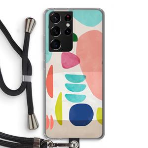 CaseCompany Bold Rounded Shapes: Samsung Galaxy S21 Ultra Transparant Hoesje met koord