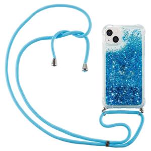 Backcover hoes met koord - iPhone 14 Plus - Glitter Blauw