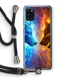 CaseCompany Fire & Ice: Samsung Galaxy A31 Transparant Hoesje met koord