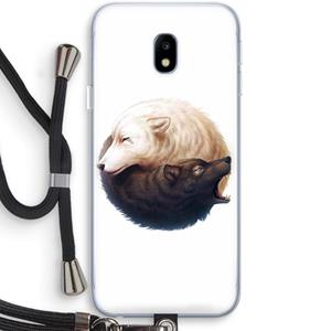CaseCompany Yin Yang Wolves: Samsung Galaxy J3 (2017) Transparant Hoesje met koord