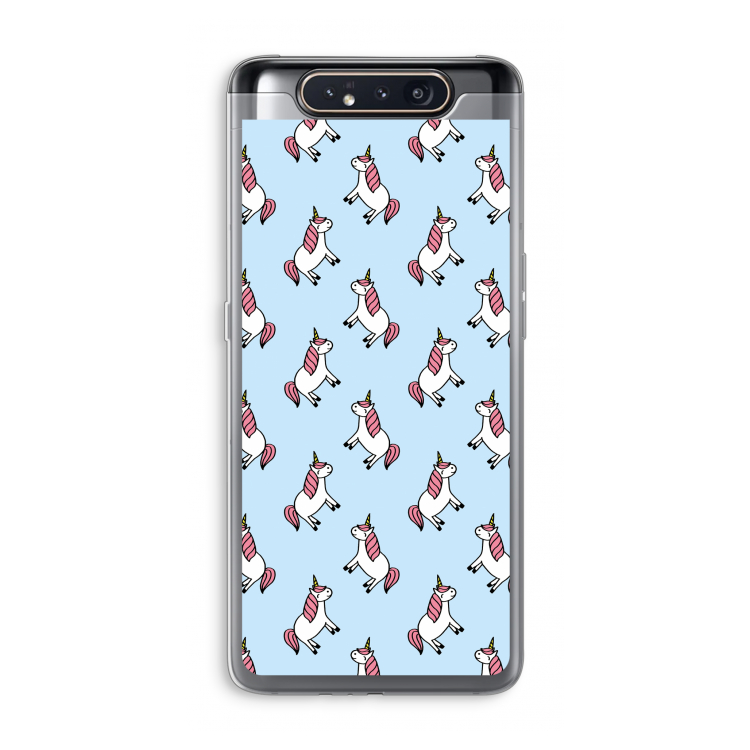 CaseCompany Eenhoorns overal: Samsung Galaxy A80 Transparant Hoesje