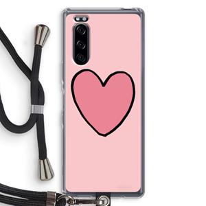CaseCompany Hartje: Sony Xperia 5 Transparant Hoesje met koord