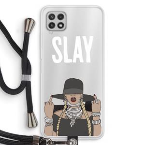 CaseCompany Slay All Day: Samsung Galaxy A22 4G Transparant Hoesje met koord