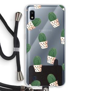 CaseCompany Cactusprint roze: Samsung Galaxy A10 Transparant Hoesje met koord