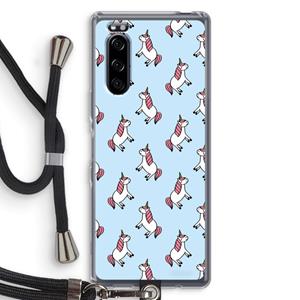 CaseCompany Eenhoorns overal: Sony Xperia 5 Transparant Hoesje met koord