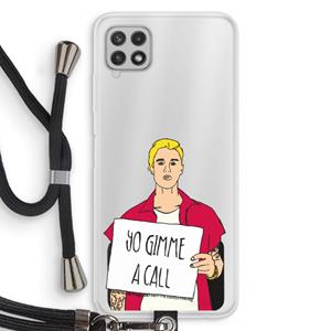 CaseCompany Gimme a call: Samsung Galaxy A22 4G Transparant Hoesje met koord