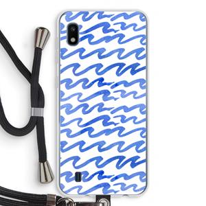 CaseCompany Blauwe golven: Samsung Galaxy A10 Transparant Hoesje met koord