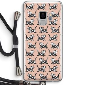 CaseCompany Zwarte poes: Samsung Galaxy S9 Transparant Hoesje met koord