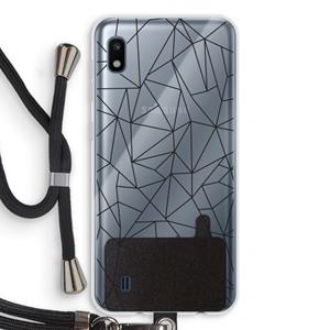 CaseCompany Geometrische lijnen zwart: Samsung Galaxy A10 Transparant Hoesje met koord