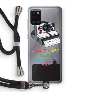 CaseCompany Smile: Samsung Galaxy A31 Transparant Hoesje met koord