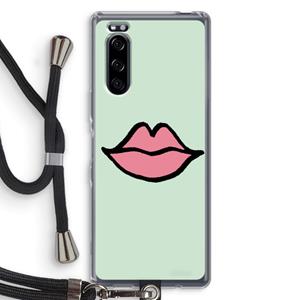 CaseCompany Kusje: Sony Xperia 5 Transparant Hoesje met koord