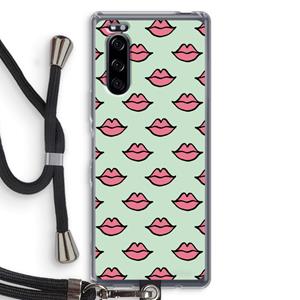 CaseCompany Lipjes: Sony Xperia 5 Transparant Hoesje met koord