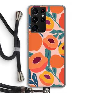CaseCompany Perzik: Samsung Galaxy S21 Ultra Transparant Hoesje met koord