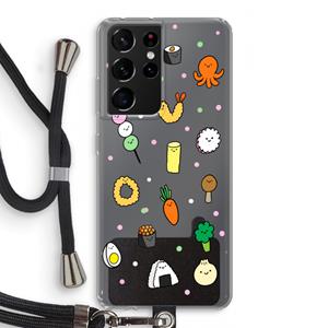 CaseCompany Happy bento friends: Samsung Galaxy S21 Ultra Transparant Hoesje met koord