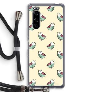 CaseCompany Vogeltjes: Sony Xperia 5 Transparant Hoesje met koord
