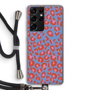 CaseCompany Leopard blue: Samsung Galaxy S21 Ultra Transparant Hoesje met koord