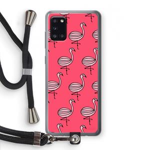 CaseCompany Flamingo: Samsung Galaxy A31 Transparant Hoesje met koord