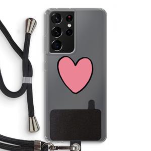 CaseCompany Hartje: Samsung Galaxy S21 Ultra Transparant Hoesje met koord