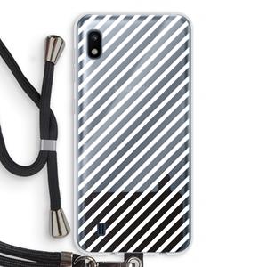CaseCompany Strepen zwart-wit: Samsung Galaxy A10 Transparant Hoesje met koord