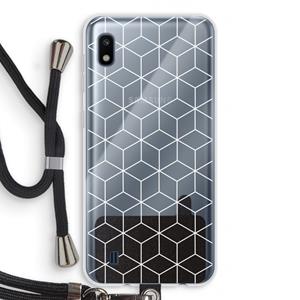 CaseCompany Zwart-witte kubussen: Samsung Galaxy A10 Transparant Hoesje met koord