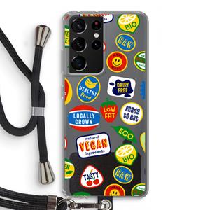 CaseCompany Fruitsticker: Samsung Galaxy S21 Ultra Transparant Hoesje met koord