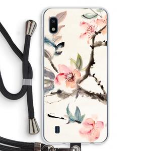 CaseCompany Japanse bloemen: Samsung Galaxy A10 Transparant Hoesje met koord