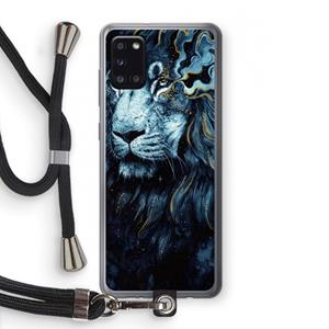 CaseCompany Darkness Lion: Samsung Galaxy A31 Transparant Hoesje met koord