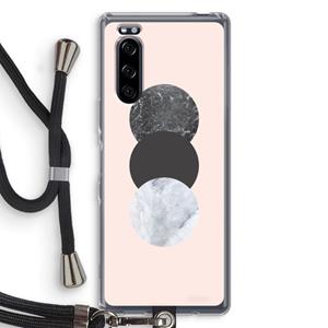 CaseCompany Marmeren cirkels: Sony Xperia 5 Transparant Hoesje met koord