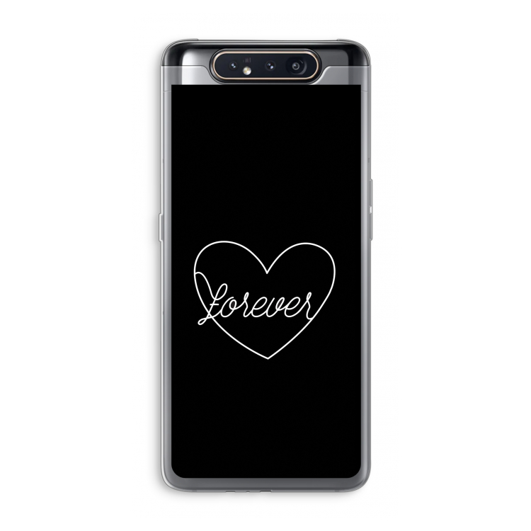 CaseCompany Forever heart black: Samsung Galaxy A80 Transparant Hoesje