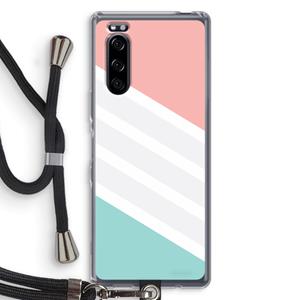 CaseCompany Strepen pastel: Sony Xperia 5 Transparant Hoesje met koord