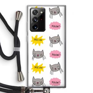 CaseCompany Meow: Samsung Galaxy Note 20 Ultra / Note 20 Ultra 5G Transparant Hoesje met koord