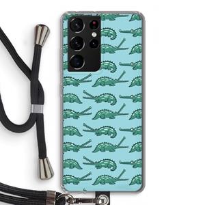 CaseCompany Kroko: Samsung Galaxy S21 Ultra Transparant Hoesje met koord