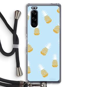 CaseCompany Ananasjes: Sony Xperia 5 Transparant Hoesje met koord