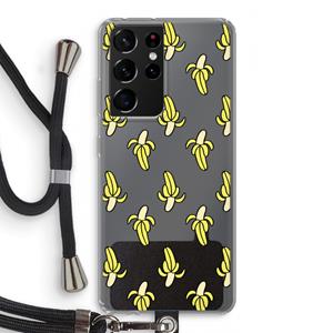 CaseCompany Bananas: Samsung Galaxy S21 Ultra Transparant Hoesje met koord