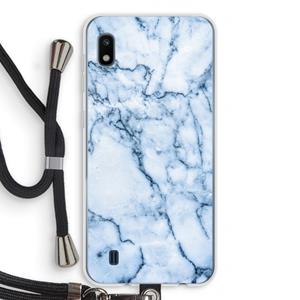 CaseCompany Blauw marmer: Samsung Galaxy A10 Transparant Hoesje met koord