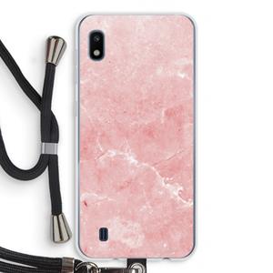 CaseCompany Roze marmer: Samsung Galaxy A10 Transparant Hoesje met koord