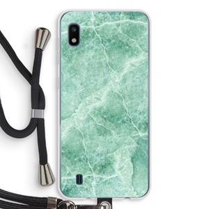 CaseCompany Groen marmer: Samsung Galaxy A10 Transparant Hoesje met koord
