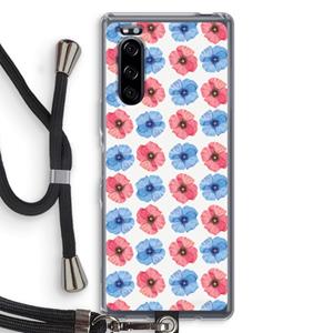 CaseCompany Klaproosjes: Sony Xperia 5 Transparant Hoesje met koord