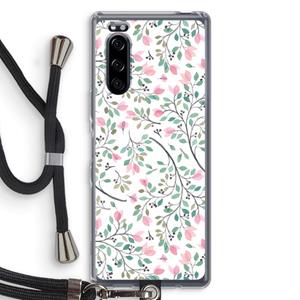 CaseCompany Sierlijke bloemen: Sony Xperia 5 Transparant Hoesje met koord