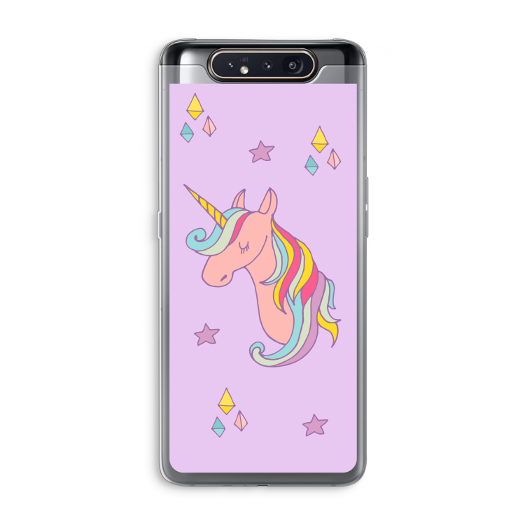 CaseCompany Roze eenhoorn: Samsung Galaxy A80 Transparant Hoesje