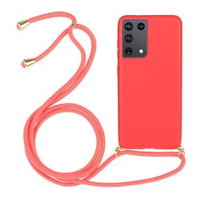 Lunso Backcover hoes met koord - Samsung Galaxy S21 Ultra - Rood