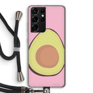 CaseCompany Avocado: Samsung Galaxy S21 Ultra Transparant Hoesje met koord