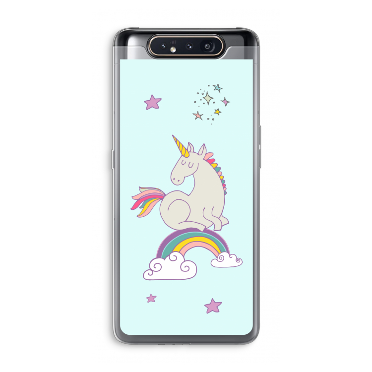 CaseCompany Regenboog eenhoorn: Samsung Galaxy A80 Transparant Hoesje