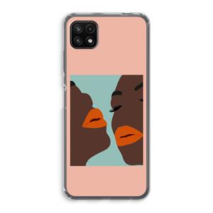 CaseCompany Orange lips: Samsung Galaxy A22 5G Transparant Hoesje