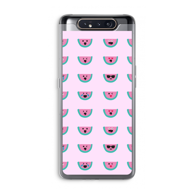 CaseCompany Smiley watermeloenprint: Samsung Galaxy A80 Transparant Hoesje