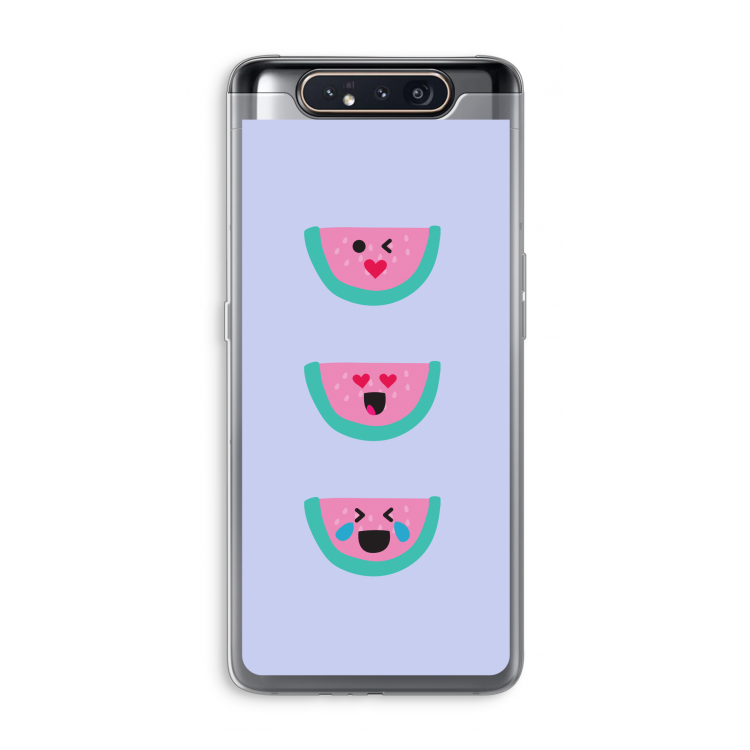 CaseCompany Smiley watermeloen: Samsung Galaxy A80 Transparant Hoesje